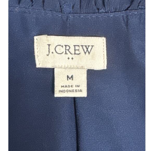 J. Crew V Neck Shimmery Clip Dot Ruffleneck Top Blue Size M - Picture 5 of 12